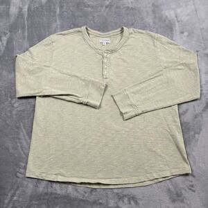 Tecovas Shirt Mens XL Green Henley Long Sleeve 100% Cotton Outdoor Work Solid